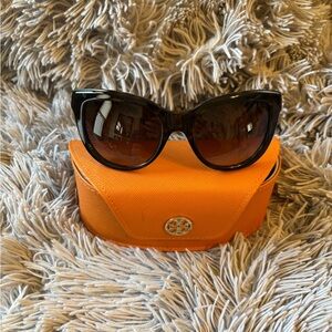 Tory Burch Brown  Sunglasses with Bright Orange Case